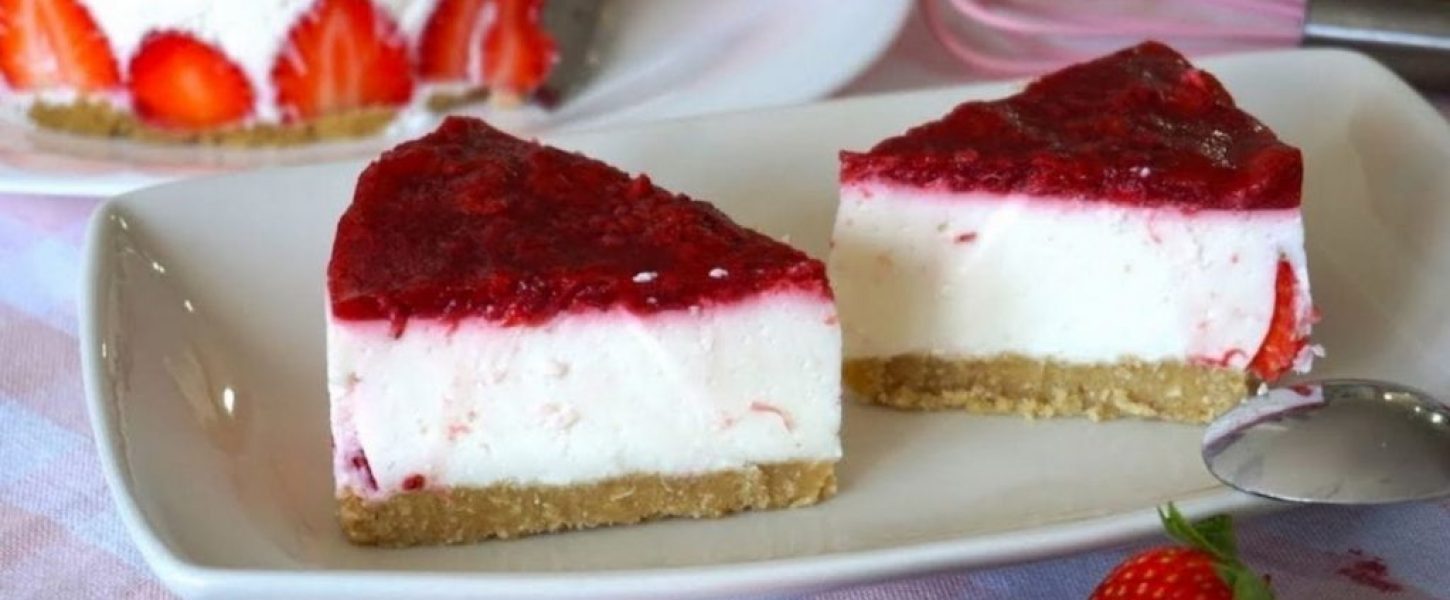 Cheesecake de fresa saludable | Sin horno